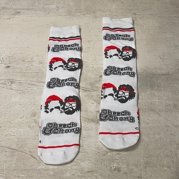 Cheech & Chong Long, Decorative Fashion Socks; White/Red/Grey - Picture 1 of 3